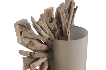 Aplică de perete din rădăcină de tec reciclat și in, maro, finisaj natural, 71,5 x 60 x 25 cm, „Soissons” - Img 7