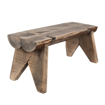 Banca de exterior, natur, din lemn masiv, 38x17x17 cm, Brody - Img 2
