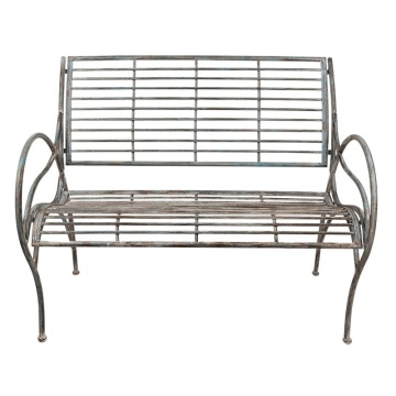Banca de gradina, gri, din metal, aspect vintage