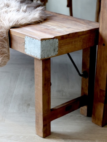 Banca din lemn reciclat, cu aspect rustic, Grimaud - Img 5