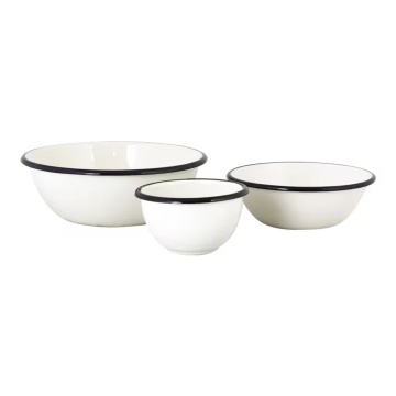 Bol mini vintage din oțel emailat, alb offwhite, Ø11×H6 cm, 0,4L, „Emil's Enamel" - Img 7