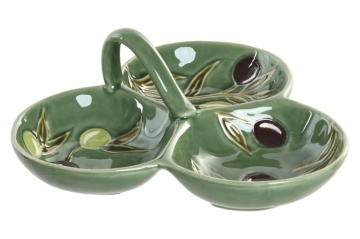 Bol servire aperitive cu 3 compartimente din ceramică, 23,5×23,5×9 cm, „Olivo" - Img 2