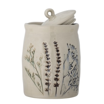 Borcan cu capac din ceramică cu flori de câmp aplicate manual, D12×H20,5 cm, 1300 ml, „Bea" - Img 3