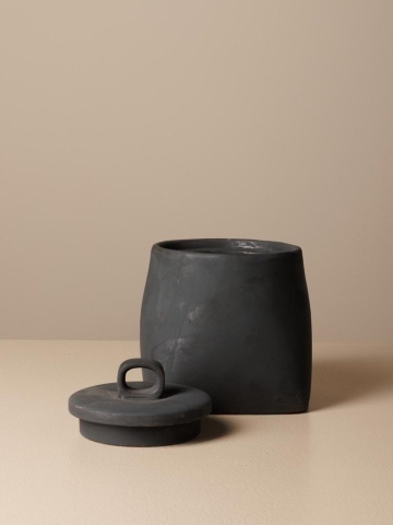 Borcan din lut, lucrat manual, H12.5cm, Aztec - Img 3