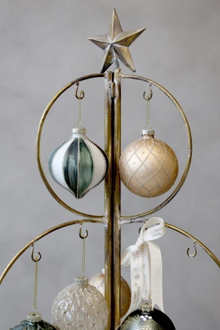 Brad decorativ pentru globuri, din metal, finisaj alamă antichizată, H120 cm - Img 6