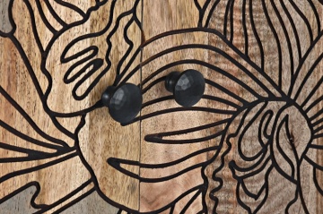 Bufet natur , din metal si lemn de mango , cu design "Grey flowers" - Img 9
