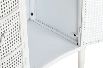 Bufet vintage din metal perforat, finisaj alb antichizat, 101×42×85 cm, „Merej" - Img 5