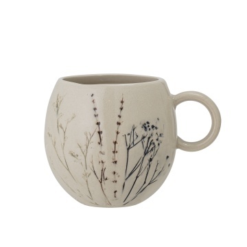 Cană din ceramică cu flori de câmp aplicate manual, D9,5×H8,5 cm, 250 ml, „Bea"