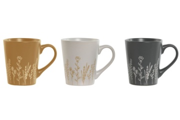 Cană din ceramică cu motiv botanic în relief, 360 ml, disponibilă în 3 culori, „Botanical Mug"