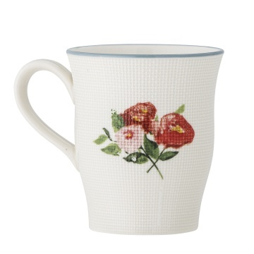 Cană din ceramică cu motive florale și margine albastră pictată manual, 310 ml, 9×10 cm, „Dorothy" - Img 2