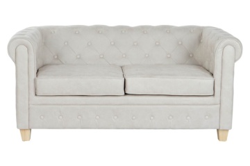 Canapea 2 locuri din stofa si lemn de mango " Covetry White " - Img 6