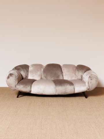 Canapea premium din catifea taupe, 3 locuri, „Mercurio” - Img 2