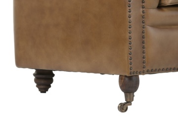 Canapea vintage 3 locuri din piele naturală, „Chesterfield" - Img 7
