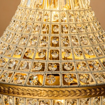 Candelabru din metal, auriu, în stil Empire, cu glob și cristale din sticlă și 8 becuri, 110 x 50 cm, „Bombay” - Img 3