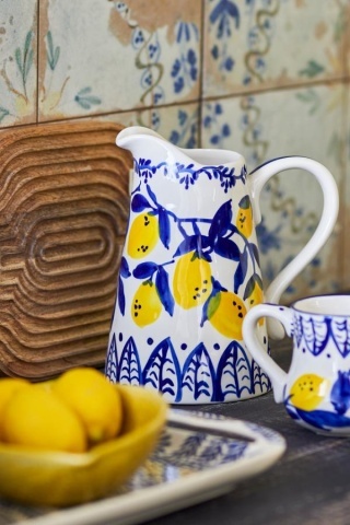 Carafă din ceramica pictata manual, design mediteraneean, Ø12cm, "Maxima" - Img 2