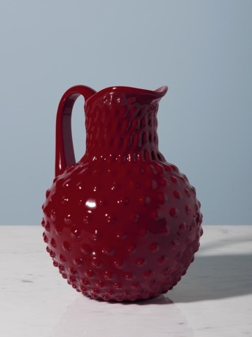 Carafă din ceramică roșu granat, 2 L, cu model hobnail în relief, 23,5 x 19,5 x 15,5 cm, „Pointe de Diamant” - Img 6