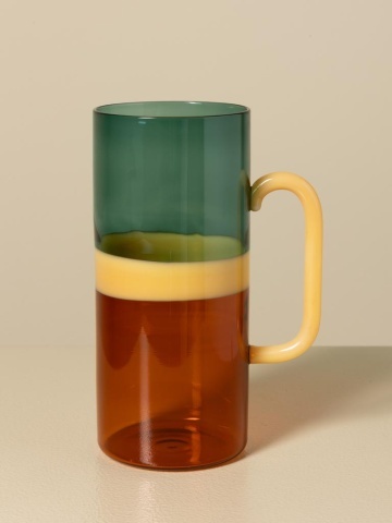 Carafă din sticlă borosilicată bicoloră, verde și portocaliu cu mâner galben, 20 × 9 cm, „Twiggy" - Img 7