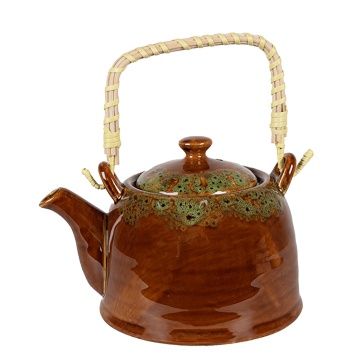 Ceainic cu infuzor, maro, din ceramica, capacitate 750 ml, Browny Green