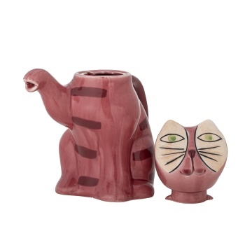 Ceainic din ceramică artizanală, multicolor, pictat manual în formă de pisică cu coadă curbată, 19x9x20,5 cm, 500 ml, „Missy" - Img 3