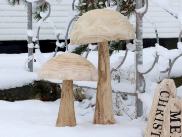 Ciupercă decorativă din lemn de paulownia, H40/D30 cm - Img 3