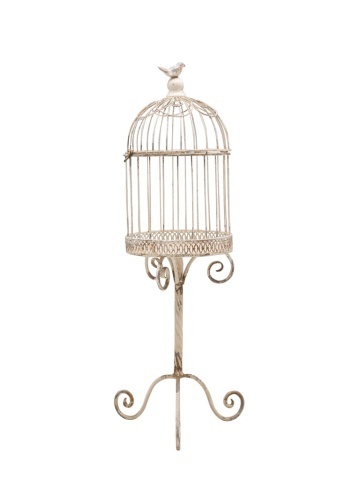 Colivie decorativă shabby chic pe suport din metal, H92 cm