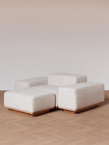 Colțar modular premium cu 6 module, stofă texturată crem, "Henry" - Img 4