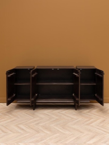 Comodă din lemn de mango și metal, cu 4 uși, maro antichizat, finisaj mat, 160×40×80, „Mogadi" - Img 5