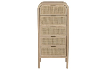 Comodă inaltă natur , din lemn de molid si rattan "Solara"