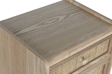 Comoda natur din lemn de paulownia si rattan, 40X30X104 cm - Img 5