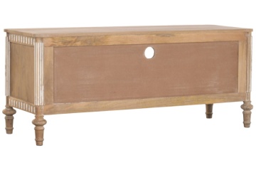 Comodă TV din lemn masiv de mango, finisaj natural maro, 2 uși, 1 sertar și nișă deschisă, 133 x 42 x 55 cm, „Classic" - Img 10