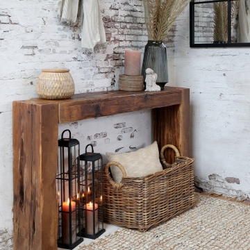 Consolă din lemn reciclat, cu aspect rustic, Grimaud - Img 2