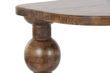 Consolă hol din lemn de mango, maro, cu blat cu capete rotunjite și picioare strunjite cu sfere, finisaj natural, 81 x 107 x 38 cm, „Dinan” - Img 7