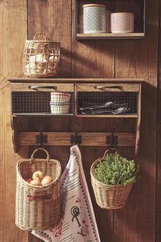 Coș de perete din rattan, aspect rustic, H28 cm - Img 2