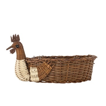 Coș decorativ din răchită împletită, în formă de găină, culoare maro, 38x27x18 cm, „Marsha"