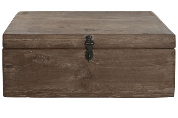 Cufăr decorativ din lemn masiv cu feronerie din metal negru, 46×31×31 cm, „Chest"