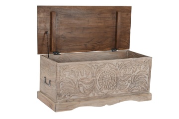 Cufar din lemn de acacia sculptat manual, 90X40X40 cm, "Epoque" - Img 5