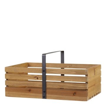 Cutie cu maner, natur, din lemn, Crate