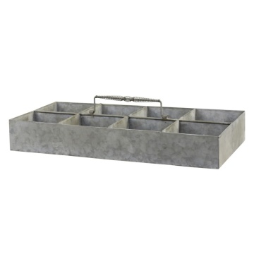 Cutie decorativă din zinc, cu 8 compartimente și mâner, aspect vintage
