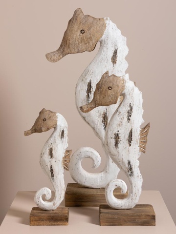 Decorațiune căluț de mare din lemn de paulownia, H63 cm - Img 3