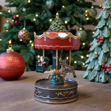 Decorațiune cutie muzicală, din acril, pictată manual, cu carusel rotativ și melodie Jingle Bells, 12x22 cm, „Noël" - Img 2