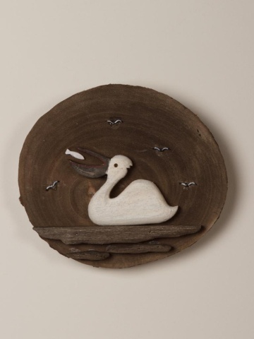 Decoratiune de perete, din lemn de Paulownia, Pelican - Img 2