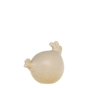 Decorațiune din porțelan în formă de găină, culoare antique latte, H10,5 cm