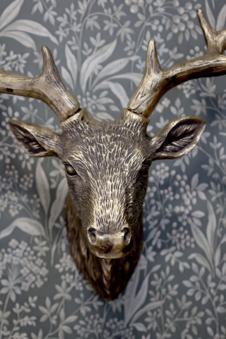 Decorațiune pentru perete din polirășină, finisaj alamă antichizată, „Deer” - Img 7