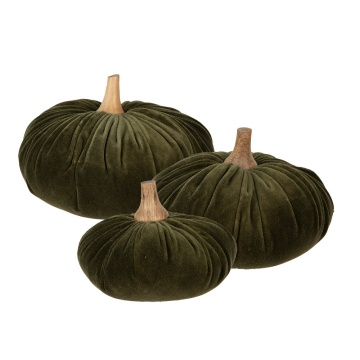Dovleac decorativ, verde, din catifea Ø25x16 cm - Img 2