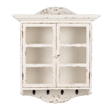 Dulap de perete, alb, din lemn, aspect vintage, Blanchette
