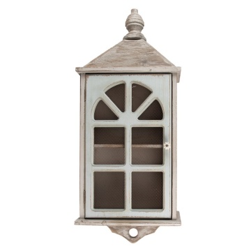 Dulap de perete, gri, din lemn, aspect vintage, Cloche