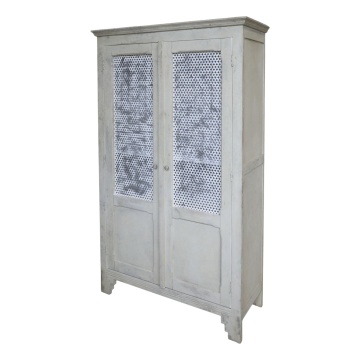 Dulap vintage pentru lenjerie din lemn de pin, finisaj crem antichizat, H184/L113/l44,5 cm, „Old French”