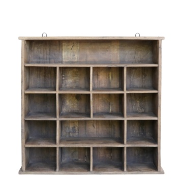 Etajeră din lemn reciclat, cu compartimente, stil rustic, Grimaud - Img 1