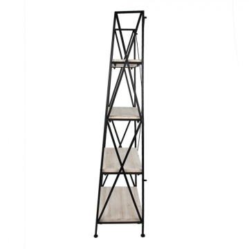 Etajeră din lemn și metal, natur și negru, cu 4 rafturi și bare în X, 181 x 60 x 41 cm, „Clayette” - Img 2