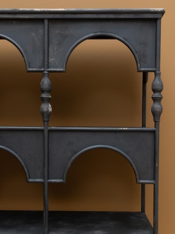 Etajeră din metal, cu 5 rafturi și arcade decorative, negru, finisaj vintage, 120×34.5×194 cm, „Alhambra" - Img 7